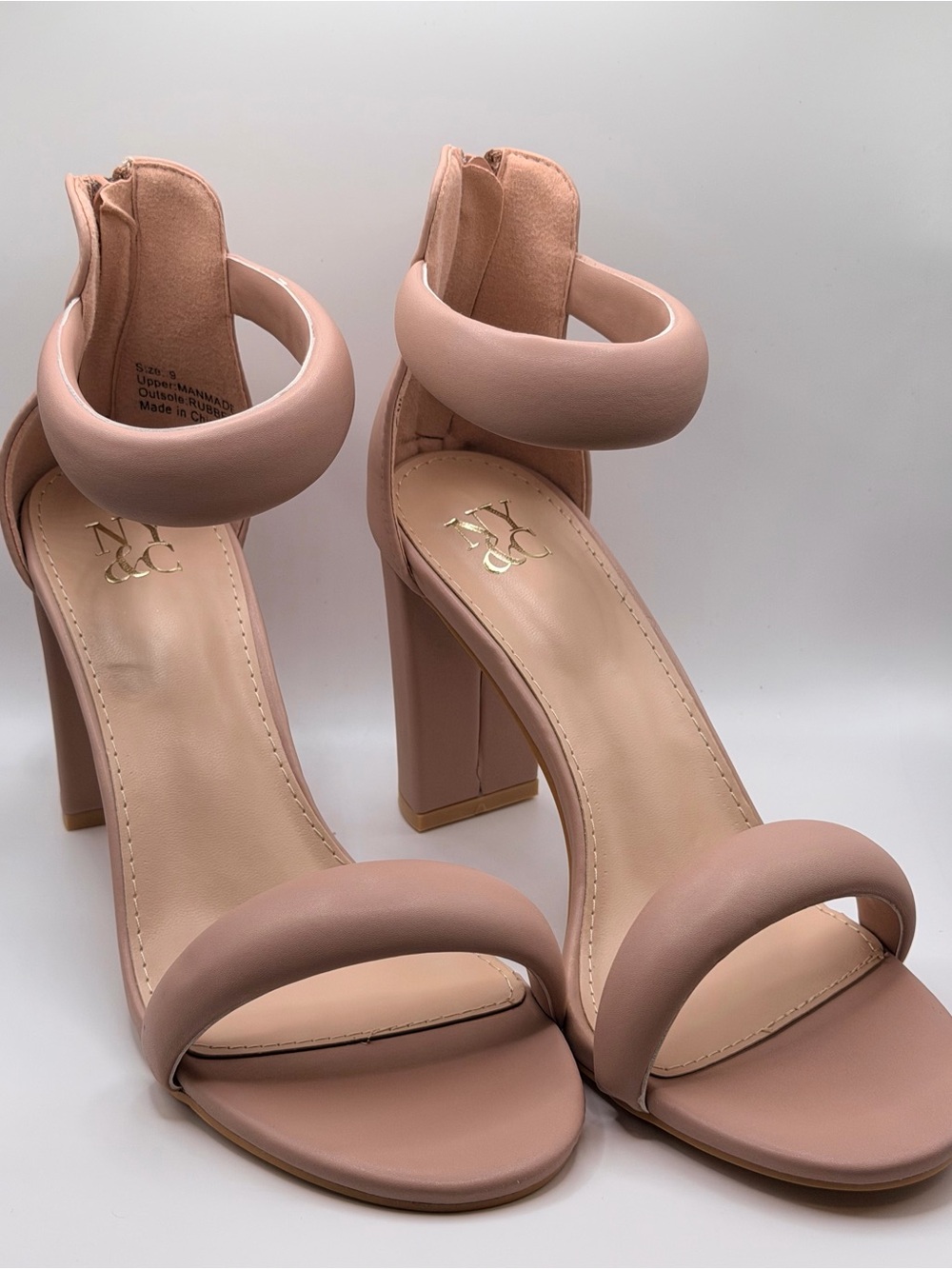 New York & Company Blush Pink Padded Strap Block Heel Sandals